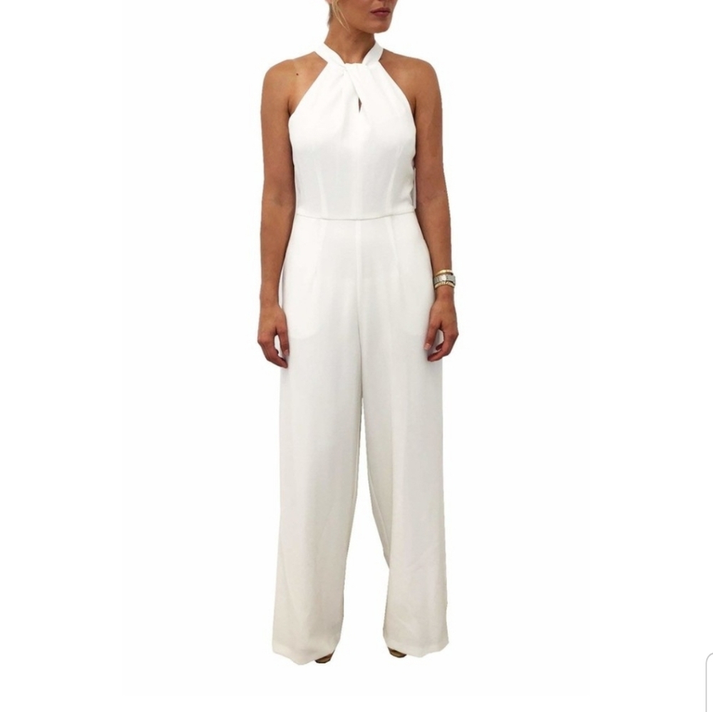 Julia Jordan Ivory Twist Neck Halter Jumpsuit - Picture 3 of 6